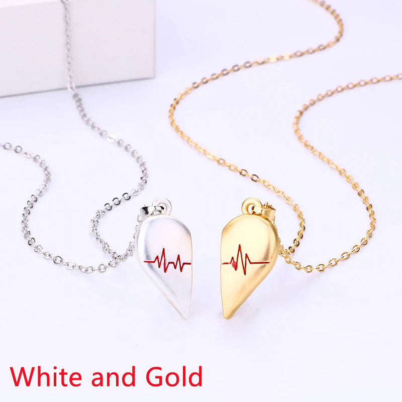 Magnetic Heart Pendant Splicing Necklace