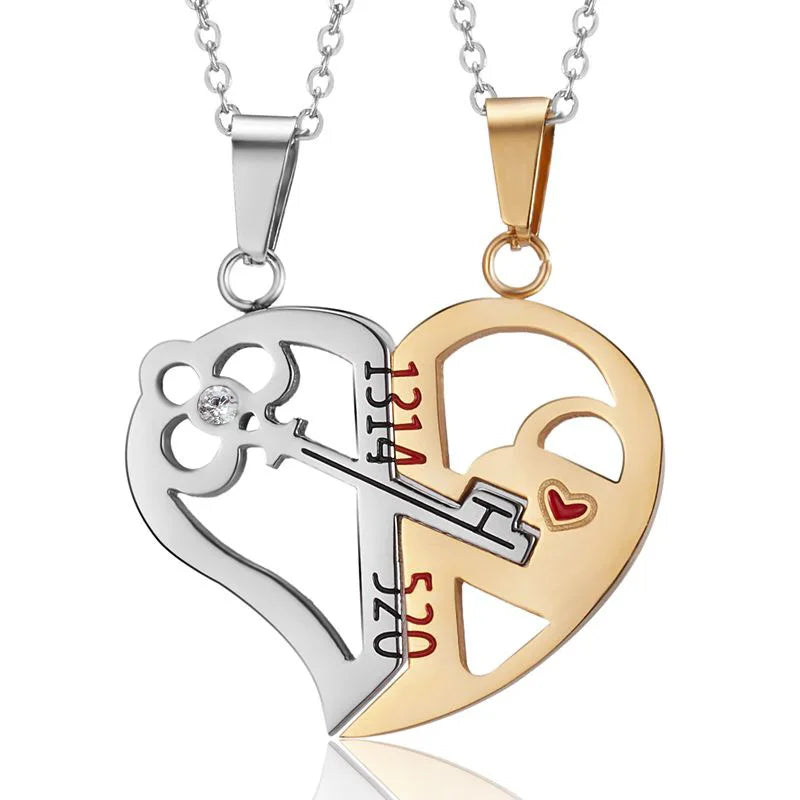 Magnetic Heart Pendant Splicing Necklace